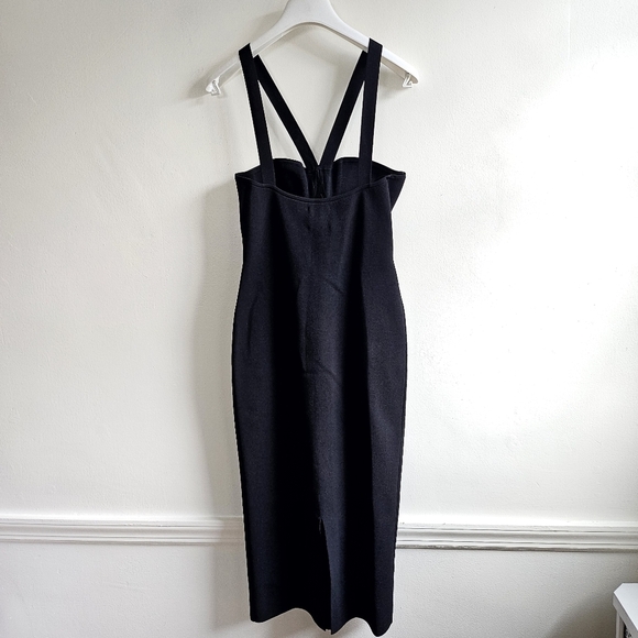 New Galvan London Sculpted Venus Black Midi Cocktail Dress NWT Medium - Picture 7 of 11